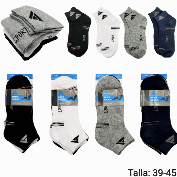 12 Pares Calcetines Hombre Corto Deportivas B-7301-10