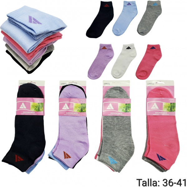 12 Pares Calcetines Mujer Corto Deportivas C-4309