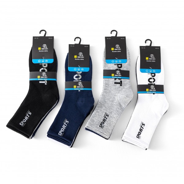 12 Pares Calcetines Hombre Largo Deportivas Con Diseños Bambú M020